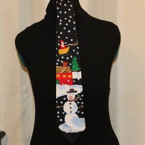 Save the Children Christmas Neck Tie "Here Comes Santa" Sleigh Snowman Holiday